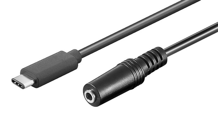 POWERTECH καλώδιο USB-C σε 3.5mm  αρσενικό σε θηλυκό, 1m, μαύρο 4434