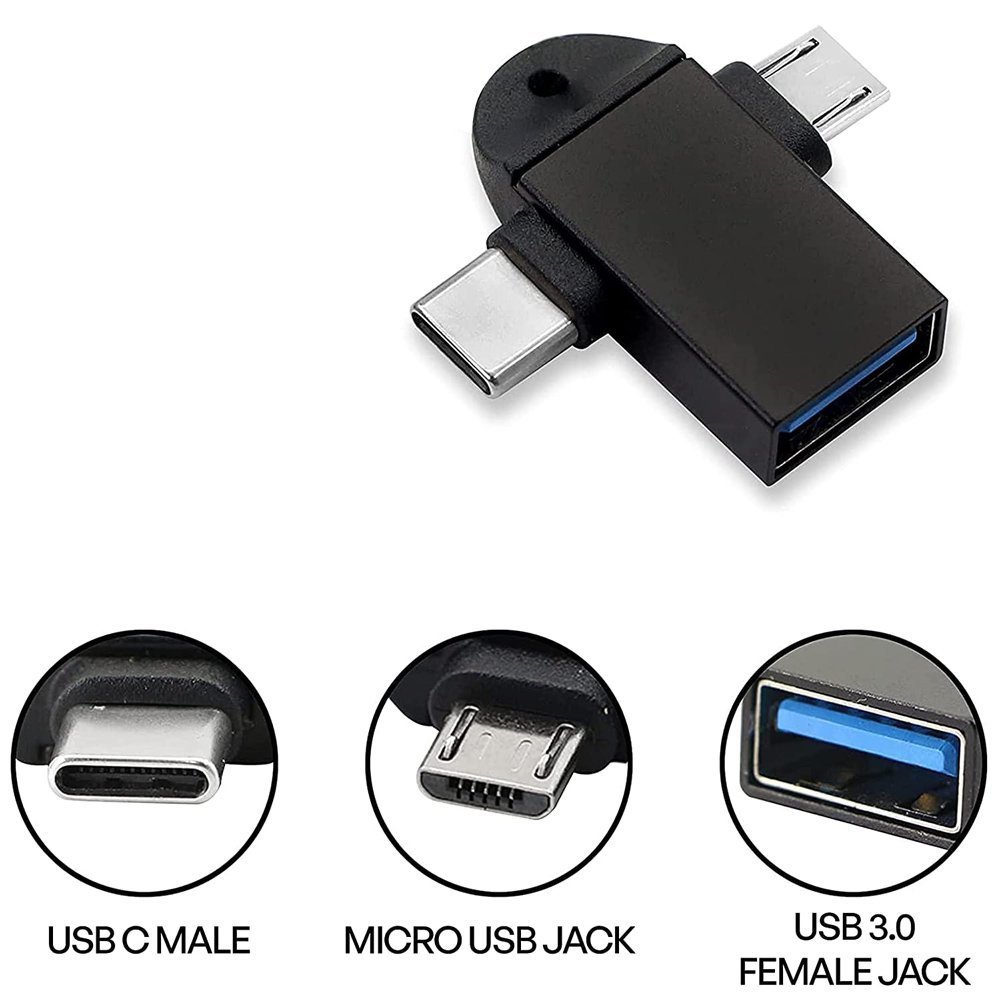 antaptoras USB se USB-C & micro USB, 5Gbps, mayros 7962 2 se 1