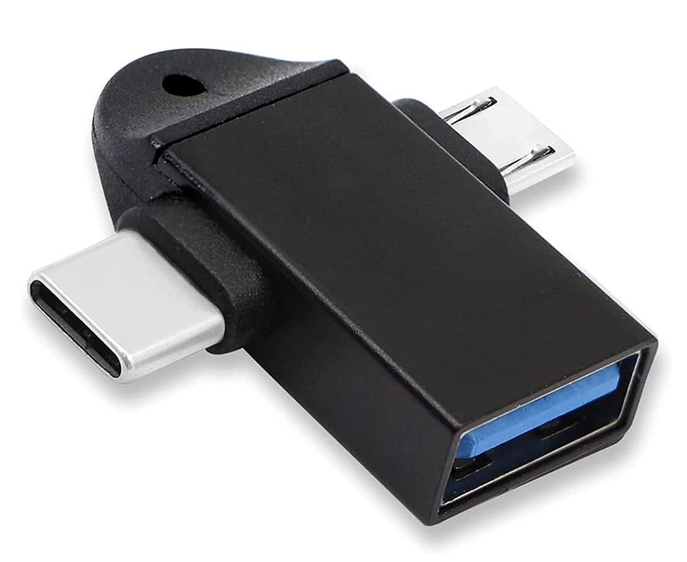 POWERTECH αντάπτορας USB σε USB-C & micro USB , 5Gbps, μαύρος 7962