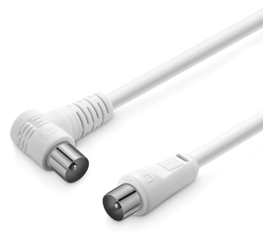 POWERTECH καλώδιο κεραίας RF αρσενικό - RF αρσενικό , γωνιακό, λευκό, 1.5m 1210