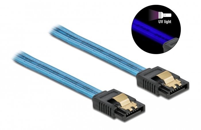 POWERTECH Καλώδιο SATA III 7pin , με UV επίστρωση, 0.7m, μπλε 2000