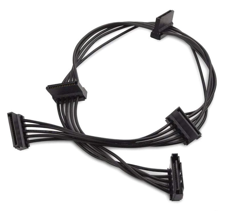 POWERTECH καλώδιο SATA 15pin σε 4x SATA 15pin , 40cm, μαύρο 2489