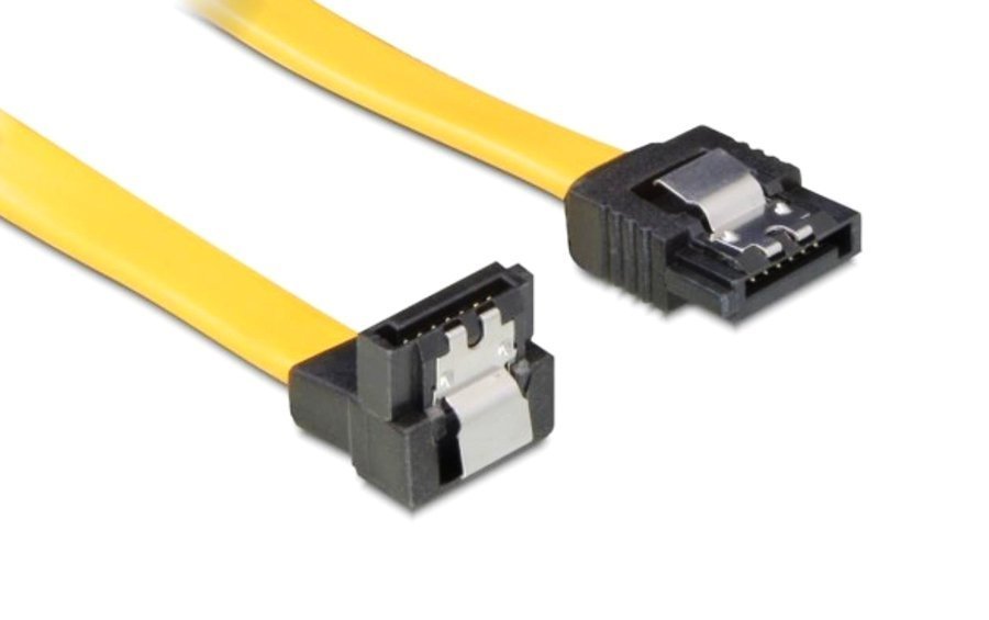 POWERTECH καλώδιο SATA , γωνιακό 90°, 6 Gb/s, 0.70m, κίτρινο 3735