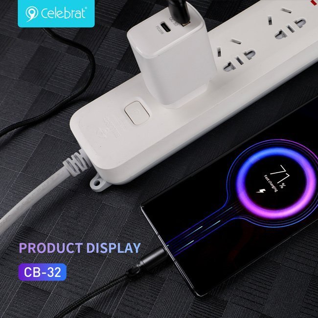 CELEBRAT καλώδιο USB-C σε USB , 3A, 1m, μαύρο 5457 - Image 2