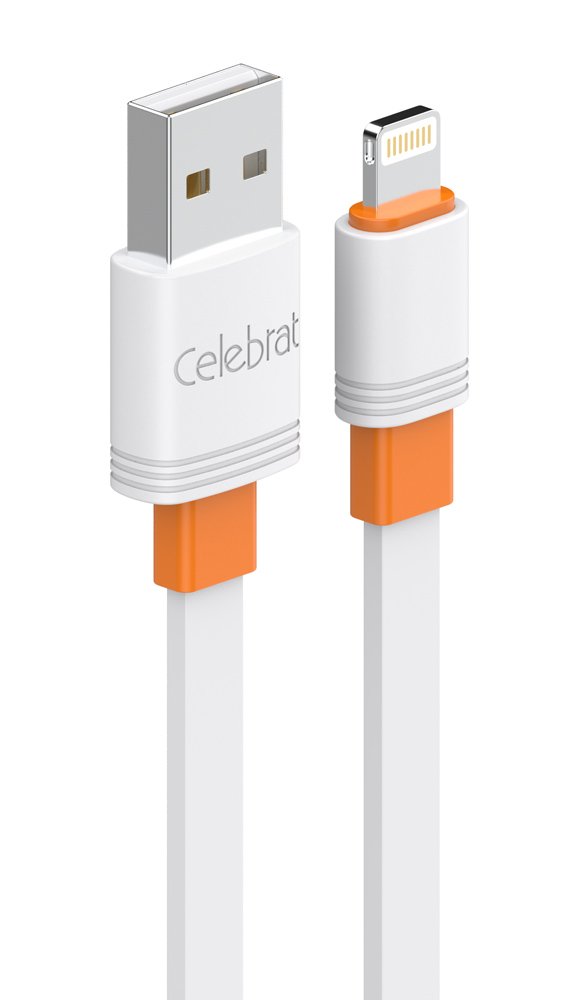 CELEBRAT καλώδιο Lightning σε USB L, flat, 2.4A, 1m, λευκό 5697