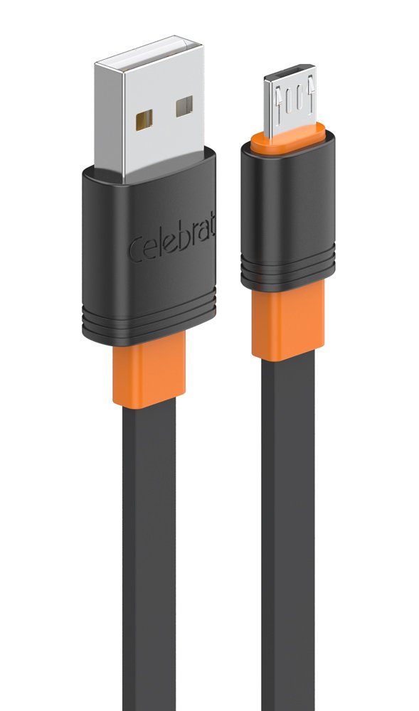 CELEBRAT καλώδιο micro USB σε USB M, flat, 2.1A, 1m, μαύρο 5696