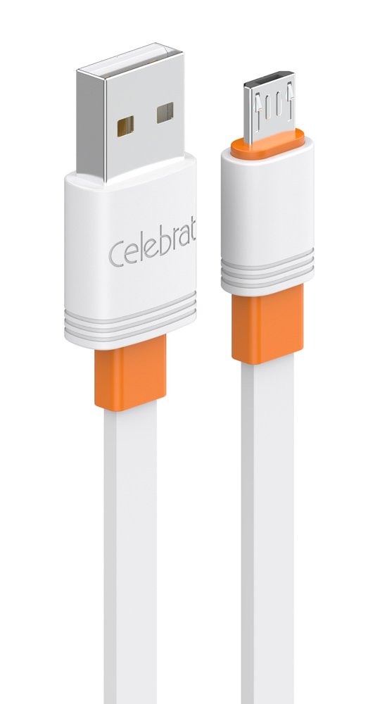 CELEBRAT καλώδιο micro USB σε USB M, flat, 2.1A, 1m, λευκό 5695