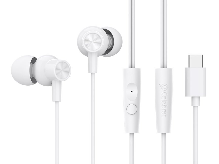 ELEBRAT earphones με μικρόφωνο G38, USB- σύνδεση, 10mm, 1.2m, λευκά 8209