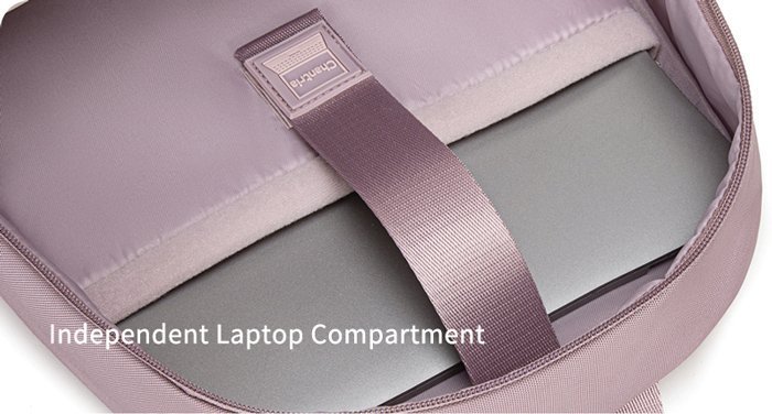 CHANTRIA γυναικεία τσάντα πλάτης με θήκη laptop 14", 14.3L, μωβ 7023 - Image 7