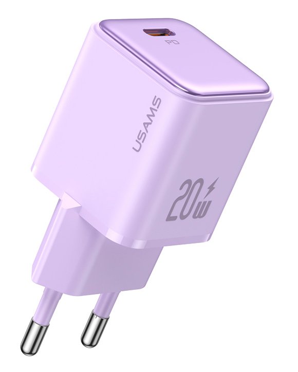 USAMS φορτιστής τοίχου US-, USB-C θύρα εξόδου, 20W PD, μωβ 6069