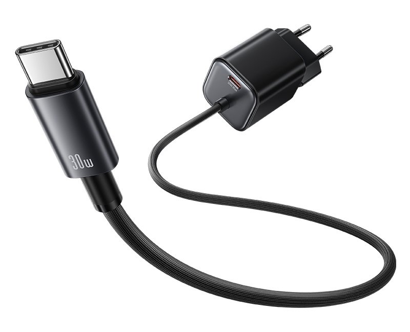 fortistis toichoy me kalodio, USB-C, 30W, GaN, mayros 8077 1