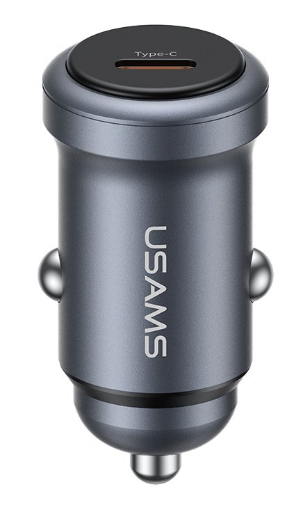 USAMS φορτιστής αυτοκινήτου , USB-C, 30W, γκρι