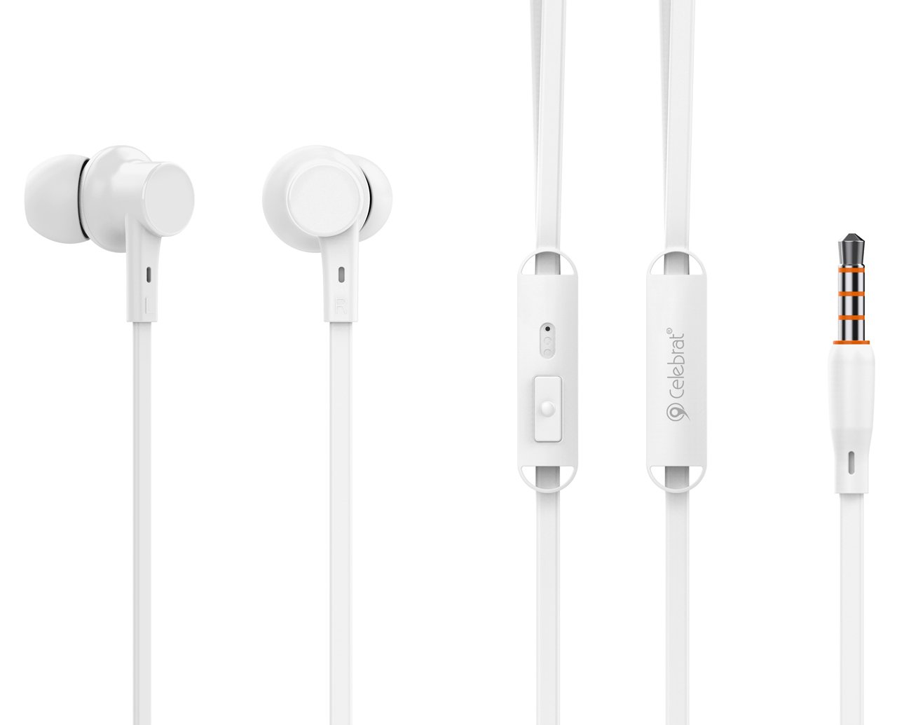 CELEBRAT earphones με μικρόφωνο G19, 3.5mm σύνδεση, Φ10mm, 1.2m, λευκά 5277