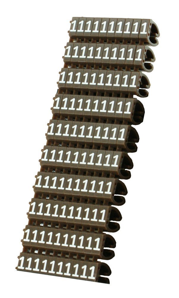 POWERTEH lip αρίθμησης καλωδίου Νο 1, Brown, 10τεμ. 805