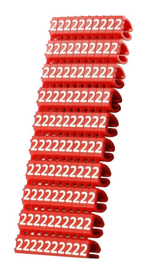 POWERTEH lip αρίθμησης καλωδίου Νο 2, Red, 10τεμ. 806