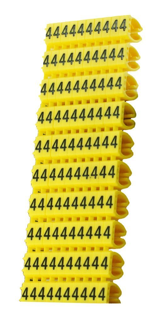 POWERTEH lip αρίθμησης καλωδίου Νο 4, Yellow, 10τεμ. 808