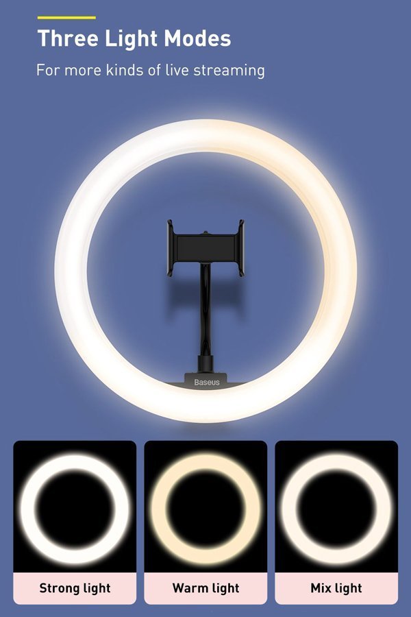 BASEUS φωτιστικό δαχτυλίδι LED , 12", χωρίς τρίποδα, μαύρο 2933 - Image 2