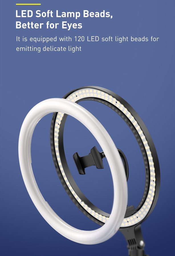 BASEUS φωτιστικό δαχτυλίδι LED , 12", χωρίς τρίποδα, μαύρο 2933 - Image 3