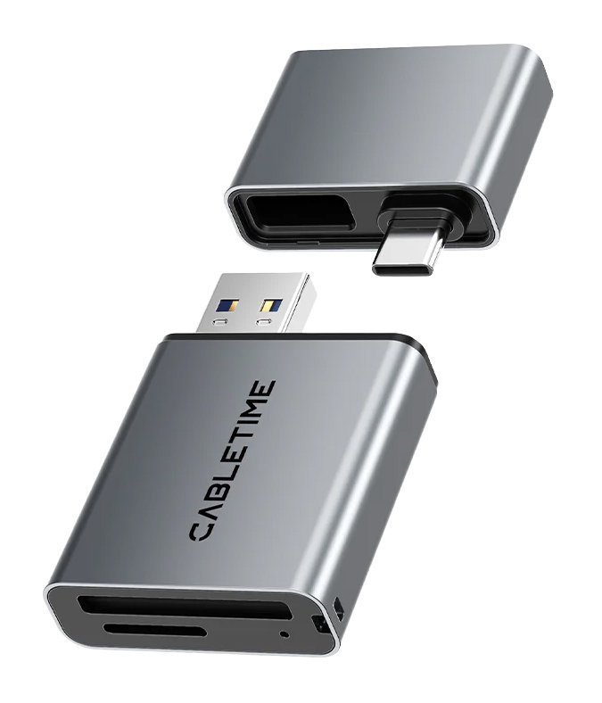 CABLETIME card reader  για SD & micro SD, USB 3.0, 5Gbps, γκρι 8501
