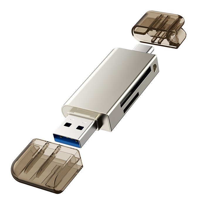 CABLETIME card reader  για SD & micro SD, USB/USB-C σύνδεση, 5Gbps, γκρι 8505