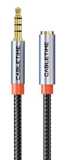 CABLETIME καλώδιο προέκτασης ήχου 3.5mm , gold plated, 2m, μαύρο 9413