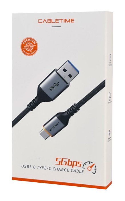 CABLETIME καλώδιο USB-C σε USB , 3A, 5Gbps, 0.5m, μαύρο 5270 - Image 5