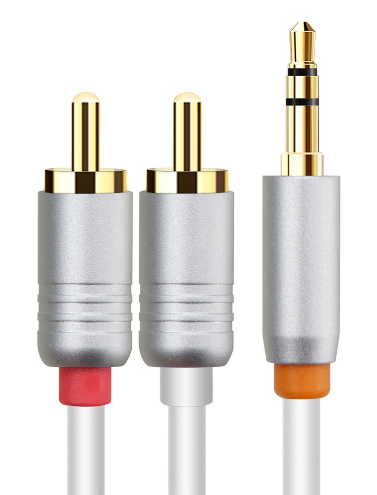 CABLETIME καλώδιο ήχου 3.5mm σε 2x RCA , 3m, λευκό
