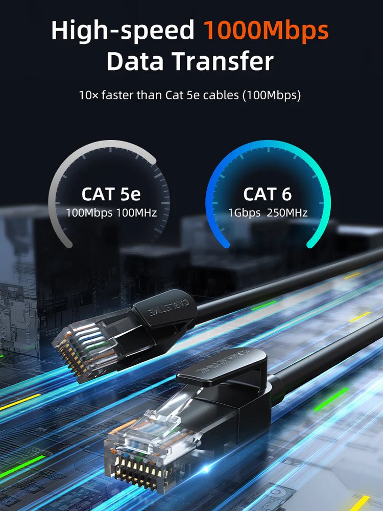 kalodio diktyoy, CAT 6 UTP, 250 MHz, CCA, 1m, mayro 6720 1m