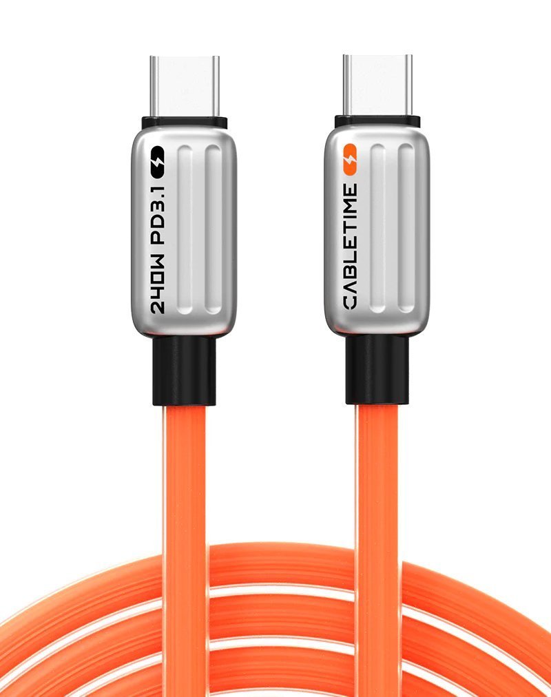 CABLETIME καλώδιο USB-C , 240W, 480Mbps, 1m, πορτοκαλί 6167