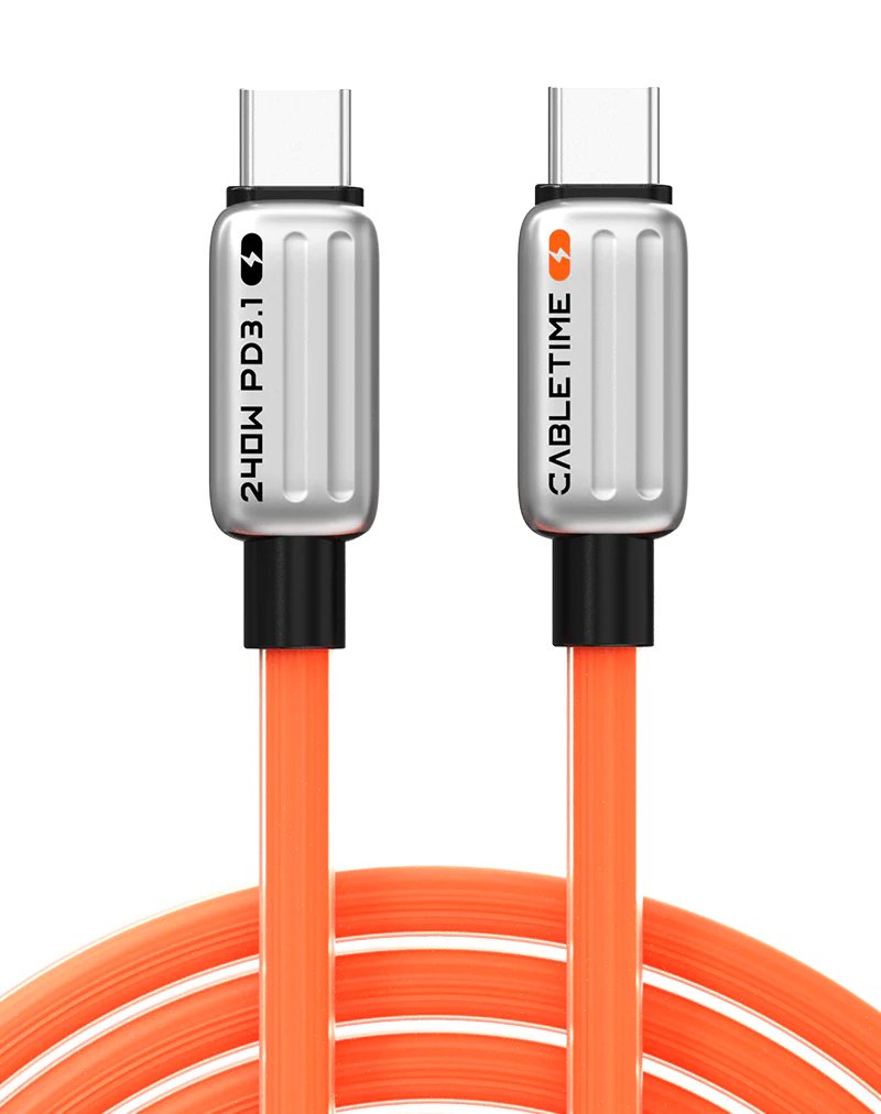 CABLETIME καλώδιο USB-C , 240W, 480Mbps, 2m, πορτοκαλί 6168