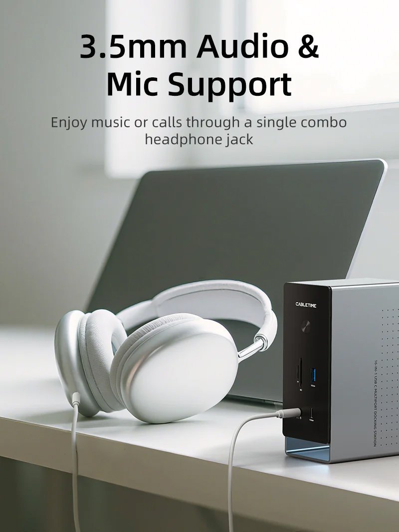 docking station, 16 thyron, USB-C syndesi, 100W PD, 1000Mbps, MST, gkri 9407 USB-C