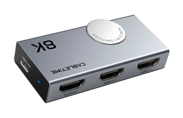 CABLETIME HDMI switch , 2 σε 1, 8K/60Hz, 4K/120Hz, γκρι 6732