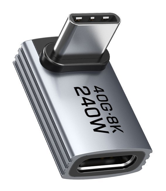 CABLETIME αντάπτορας USB-C , γωνιακός, USB4, 240W, 40Gbps, 8K, γκρι 7414