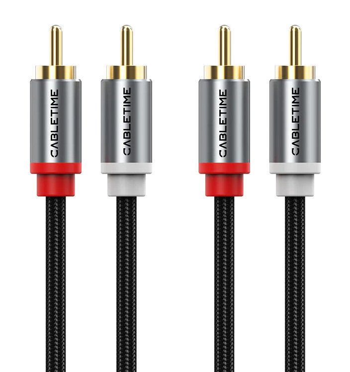 CABLETIME καλώδιο ήχου 2x RCA σε 2x RCA , 5m, μαύρο
