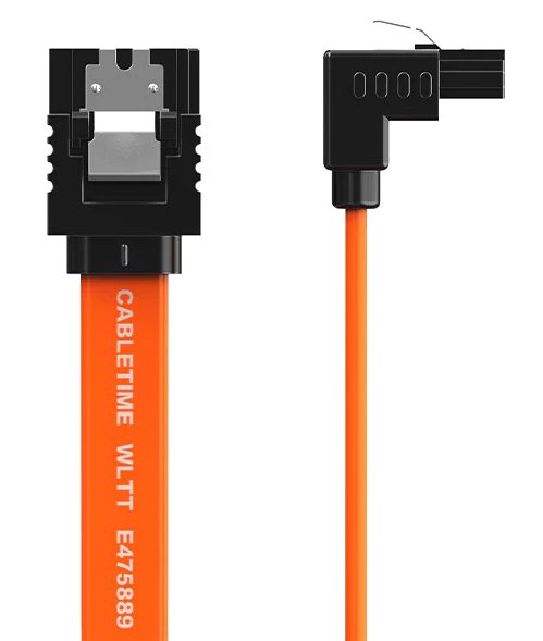CABLETIME καλώδιο SATA III , γωνιακό, 6Gbps, 0.50m, πορτοκαλί