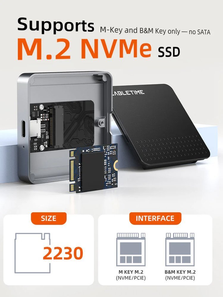 CABLETIME θήκη για M.2 NVME SSD , μαγνητική, 10Gbps, γκρι 8502 - Image 2