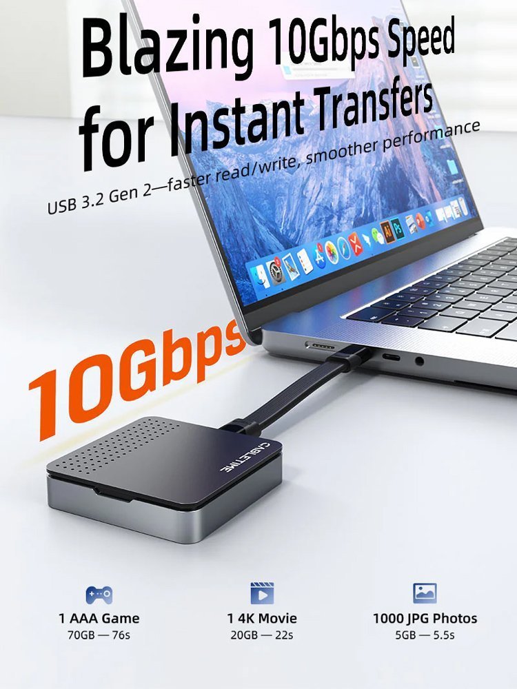 CABLETIME θήκη για M.2 NVME SSD , μαγνητική, 10Gbps, γκρι 8502 - Image 4