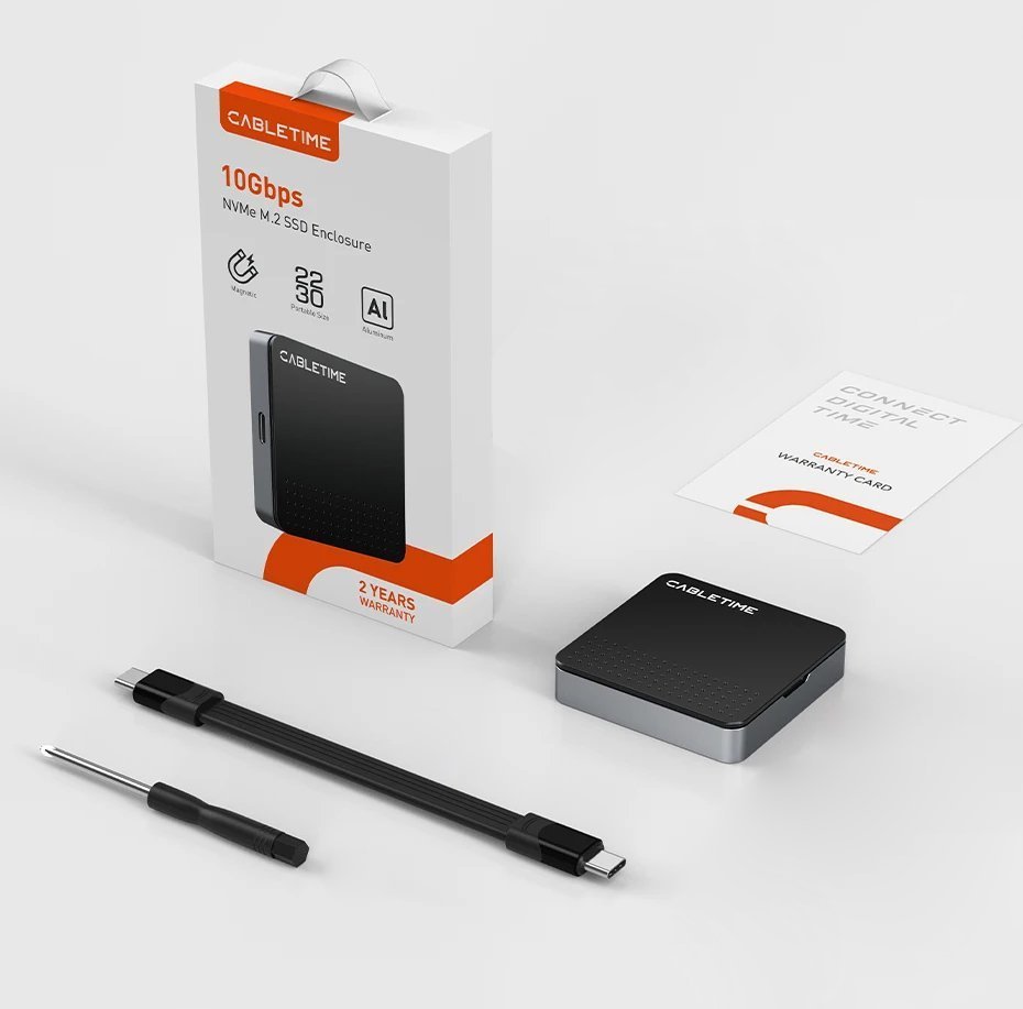 CABLETIME θήκη για M.2 NVME SSD , μαγνητική, 10Gbps, γκρι 8502 - Image 7
