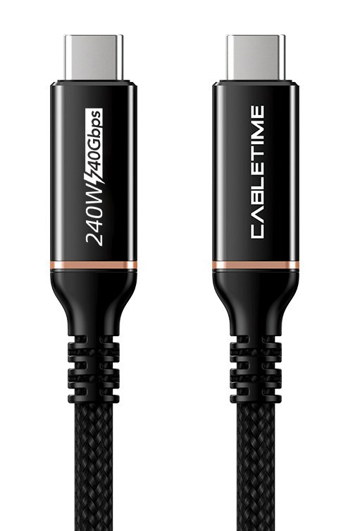 CABLETIME καλώδιο USB-C σε USB-C , 240W, 40Gbps, 8K/60Hz, USB4, 1m, μαύρο 6726