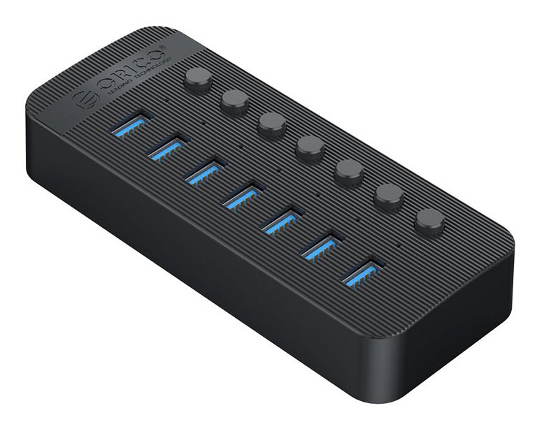ORICO USB hub  με διακόπτες, 7x θυρών, USB 3.0, 5Gbps, USB σύνδεση, μαύρο