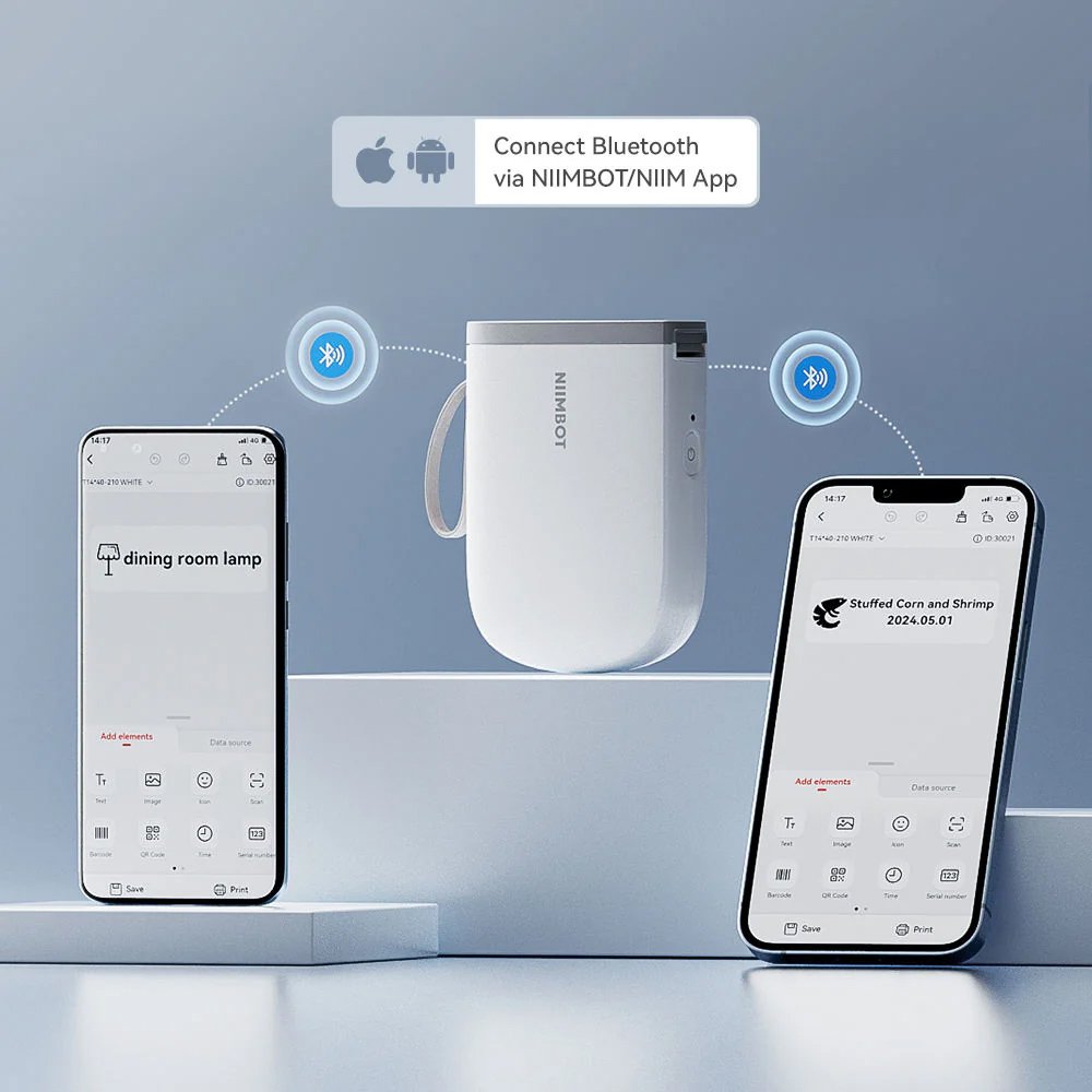 NIIMBOT smart θερμικός εκτυπωτής ετικετών , 300dpi, Bluetooth, λευκός 7706 - Image 2