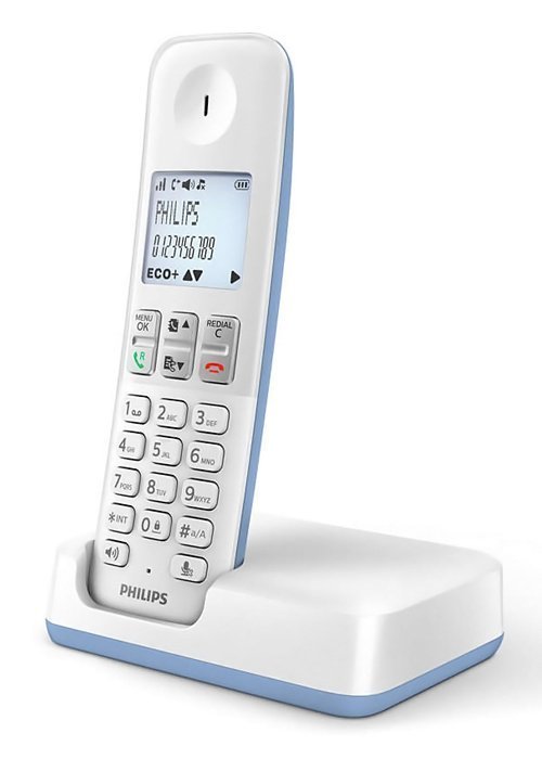 PHILIPS ασύρματο τηλέφωνο , με ελληνικό μενού, λευκό-μπλε 2425