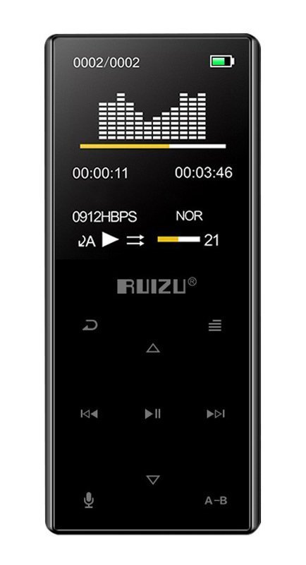RUIZU MP3 player με ηχείο, 1.8", 16GB, BT, ελληνικό μενού, μαύρο 3368