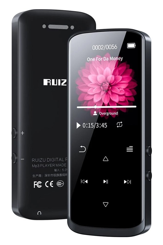 RUIZU MP3 player με οθόνη 1.8", 16GB, Bluetooth, ελληνικό μενού, μαύρο