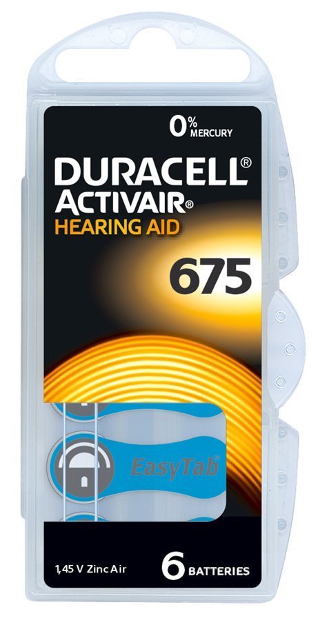 DURACELL μπαταρίες ακουστικών βαρηκοΐας Activair 675, 1.45V, 6τμχ 6810