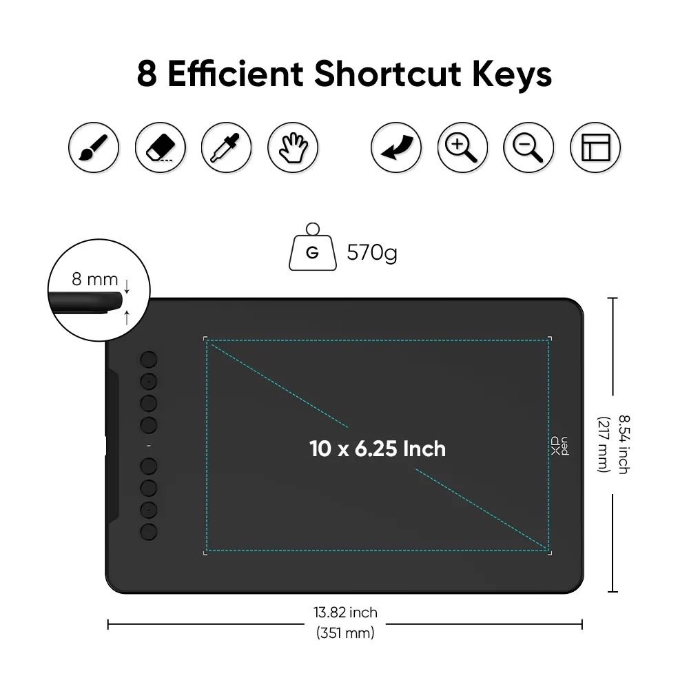 XP-PEN ταμπλέτα σχεδίασης με γραφίδα eco 01 V3, 254x158.7mm, μαύρο 9467 - Image 4