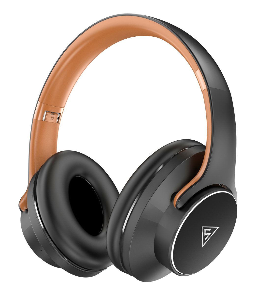 DOQAUS headphones  1, ασύρματα & ενσύρματα, Φ40mm, 600mAh, μαύρα/καφέ 8102