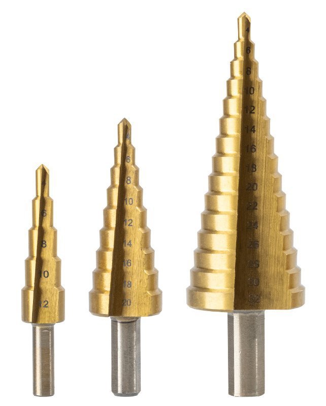 set konika trypania gia metallo, HSS 4241, 4-12/4-20/4-32mm, kylindriko, 3tmch 8719 Koniko trypani 1
