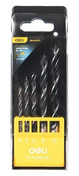 DELI σετ τρυπάνια  για ξύλο, 4-10mm, 5τμχ 5739