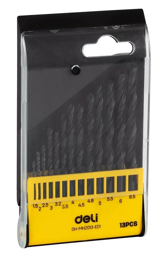 DELI σετ τρυπάνια  για σίδηρο HSS, 1.5-6.5mm DIN 338, 13τμχ 4537